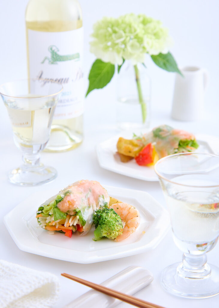 熊本出張撮影、前菜として提供される彩り豊かな生春巻きの写真